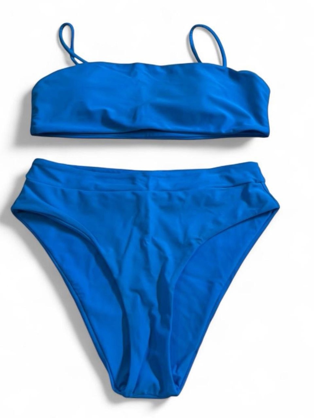 Women’s Blue High-Waist Bikini Set - Classic Bandeau Top